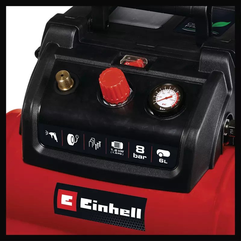 Compresor Einhell Tc-Ac 190/6/8 De Rojo/Negro, 1.200 Vatios 4020655