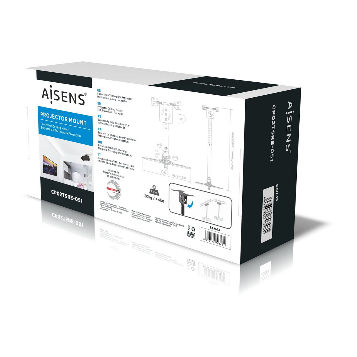EAN 8436574703481 - AISENS CP02TSRE-051 montaje para projector Techo Negro imagen 7