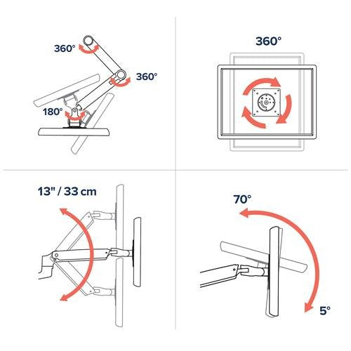 Brazo Lcd Ergotron Lx Para Montaje En Pared, Soporte De Pared Plateado 45-243-026