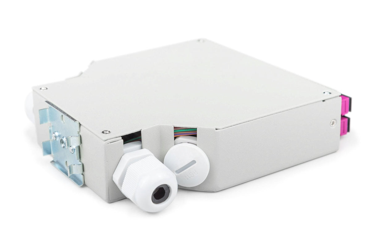 Caja De Fibra Óptica Para Carril Din, Mm-Om4, Montada, Con Adaptador Sc Y Pigtail