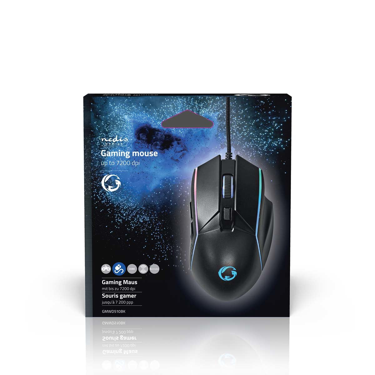 EAN 5412810411269 - Nedis GMWD510BK ratón Juego mano derecha USB tipo A Óptico 7200 DPI imagen 13