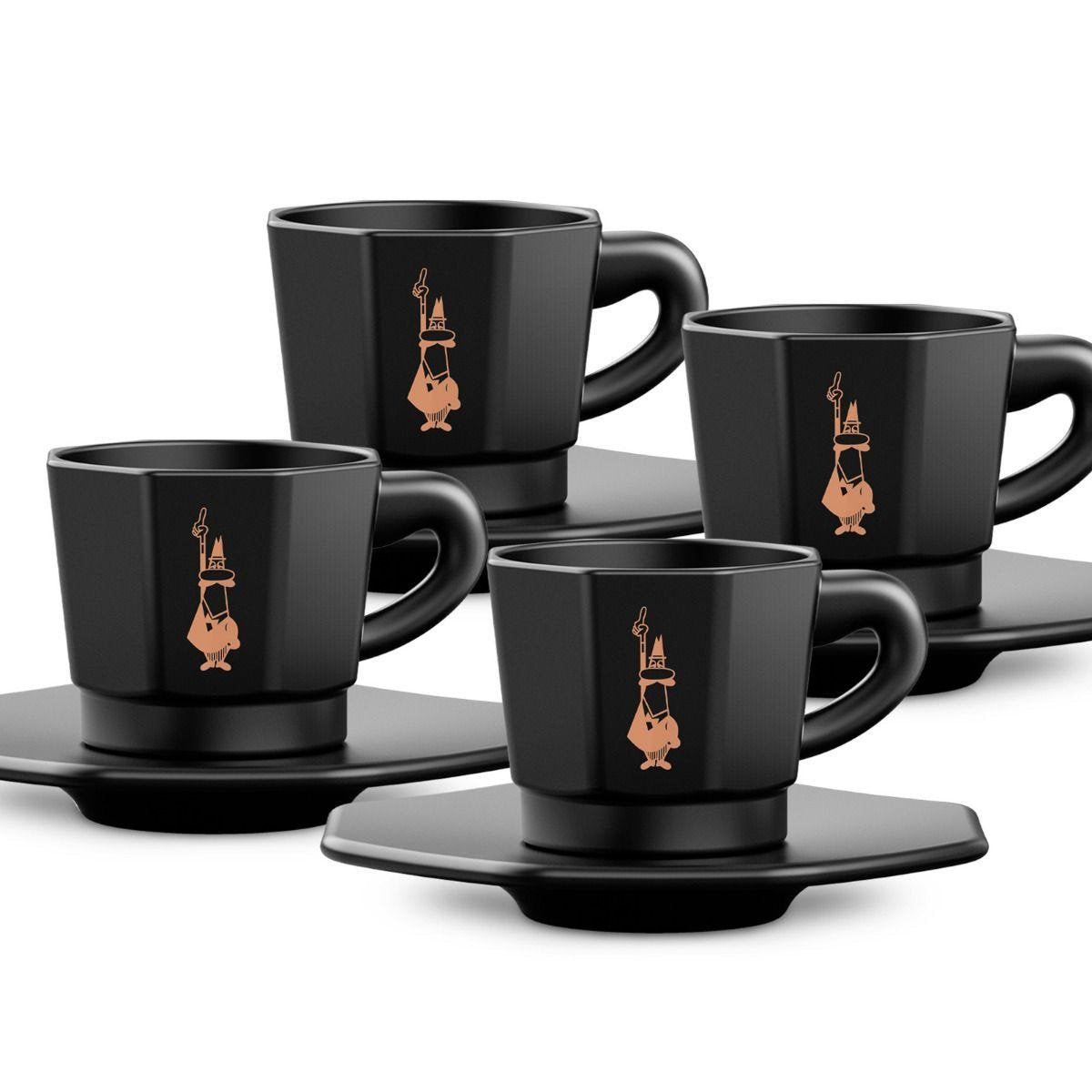 Juego De 4 Tazas Bialetti Perfetto Moka Porcelana 4x 75 Ml Negro