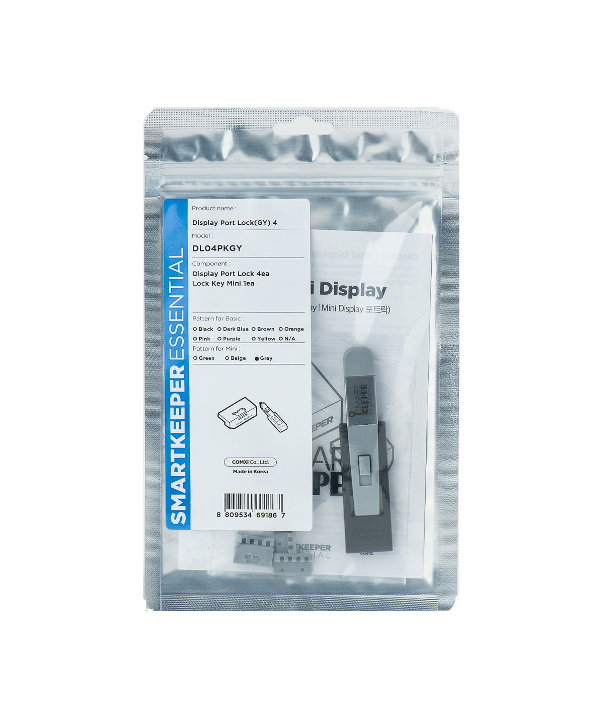 Smartkeeper Mini Displayport Lock 4 - 1x Klíc + 4x Záslepka, Edá