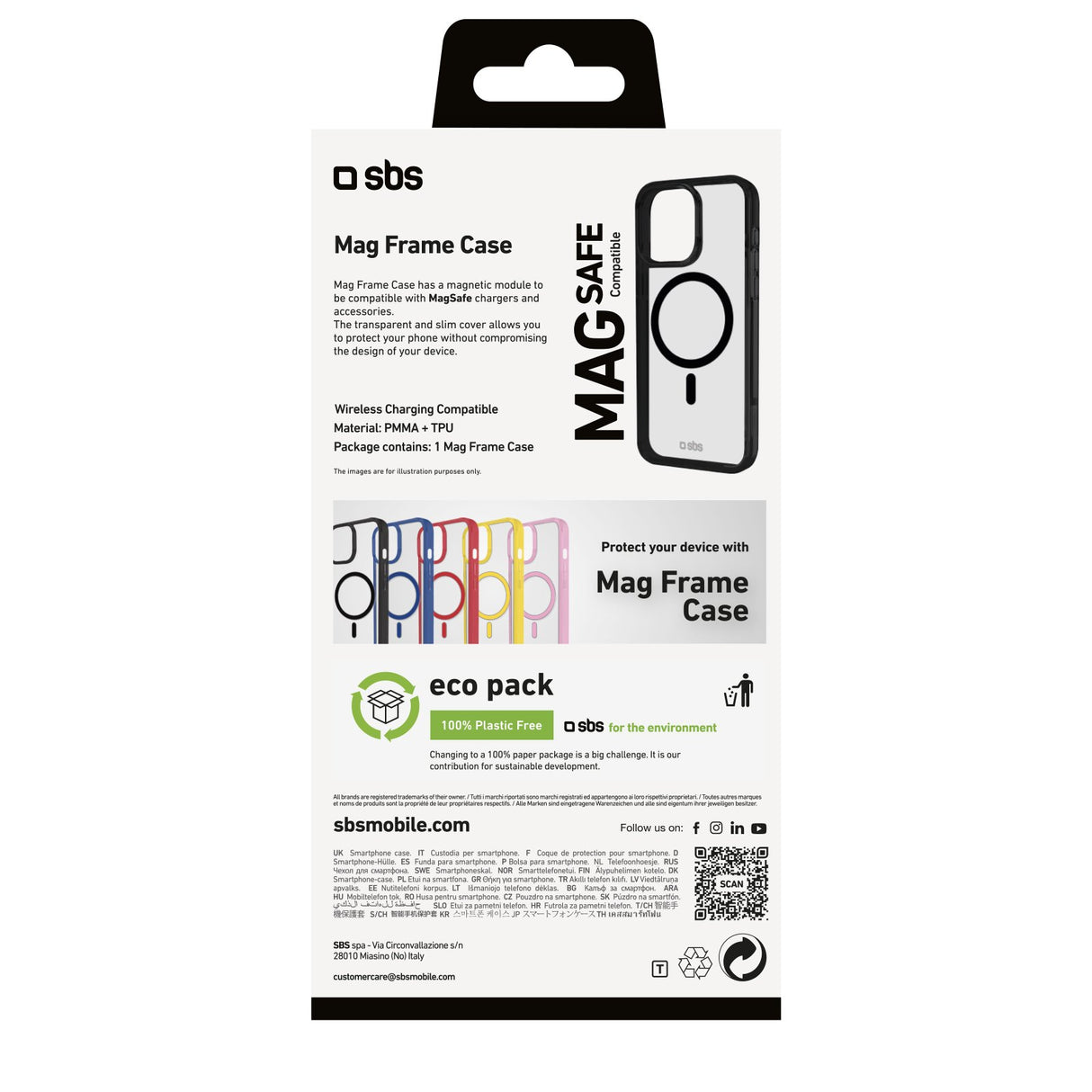 EAN 8018417482397 - SBS Mag frame funda para teléfono móvil 17,5 cm (6.9") Negro, Transparente imagen 3