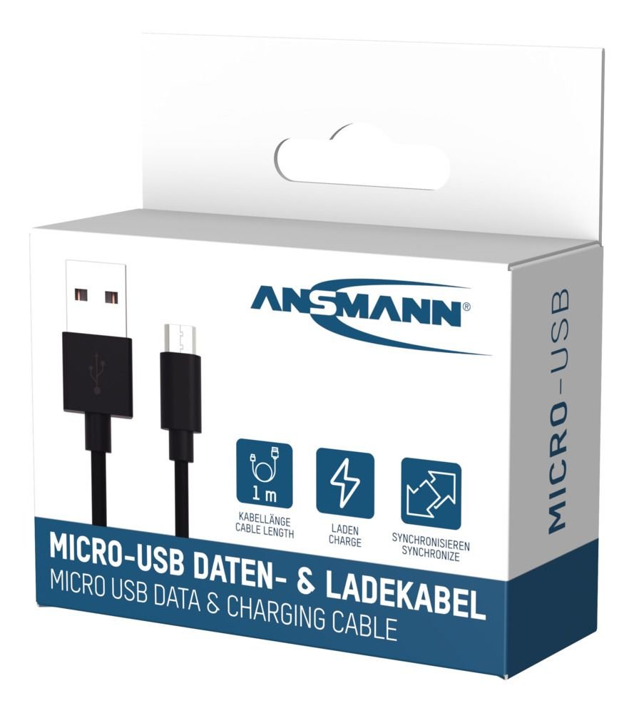 EAN 4013674176885 - Ansmann 1700-0129 cable USB 1 m USB A Micro-USB B Negro imagen 5