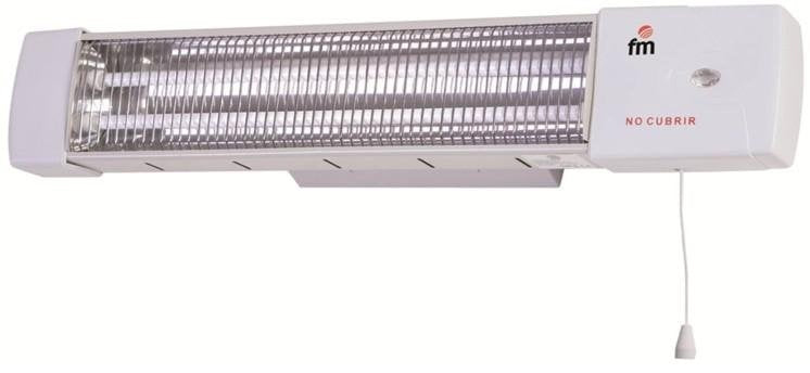 Estufa Eléctrica De Cuarzo Fm 1502-C 1200w 2 Niveles Potencia (600/1200w) 2* Barras Cuarzo Incluye Soportes Para Fijación Mural