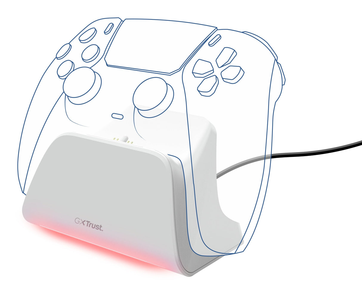 Base De Carga Rapida Para Ps5 Gxt 255 Blanco Trust Soporte De Carga Rápida / Indicadores Lumínicos