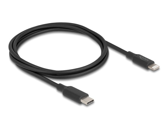 Delock 85410 Cable De Carga Y Datos Delgado Usb Type-C A Lightning Para Iphone, Ipad, Ipod Negro 1 M Mfi