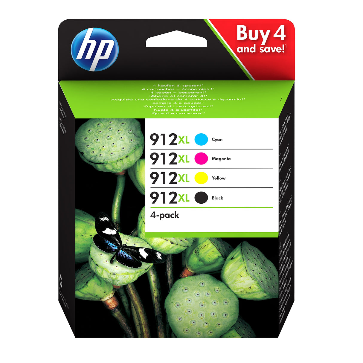 Hp Multipack Negro / Cian / Magenta / Amarillo 3yp34ae Mcvp 912 Xl
