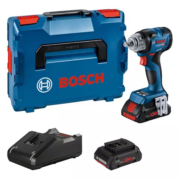 Bosch Professional Atornillador De Impacto A Batería Gds 18v-330 Hc Professional, 18 Voltios Azul/Negro, 2 Baterías De Iones De Litio Procore18v 4,0 Ah, Módulo Bluetooth, En L-Boxx