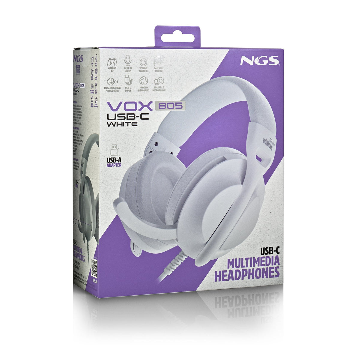Auriculares Ngs Vox805 Usb-C Con Micrófono Usb Tipo-C Blancos