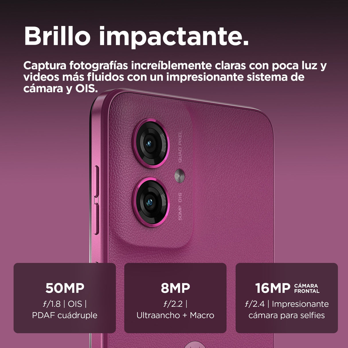 EAN 0840023274848 - Motorola moto g55 5G 16,5 cm (6.49") SIM doble Android 14 USB Tipo C 8 GB 256 GB 5000 mAh Púrpura imagen 6