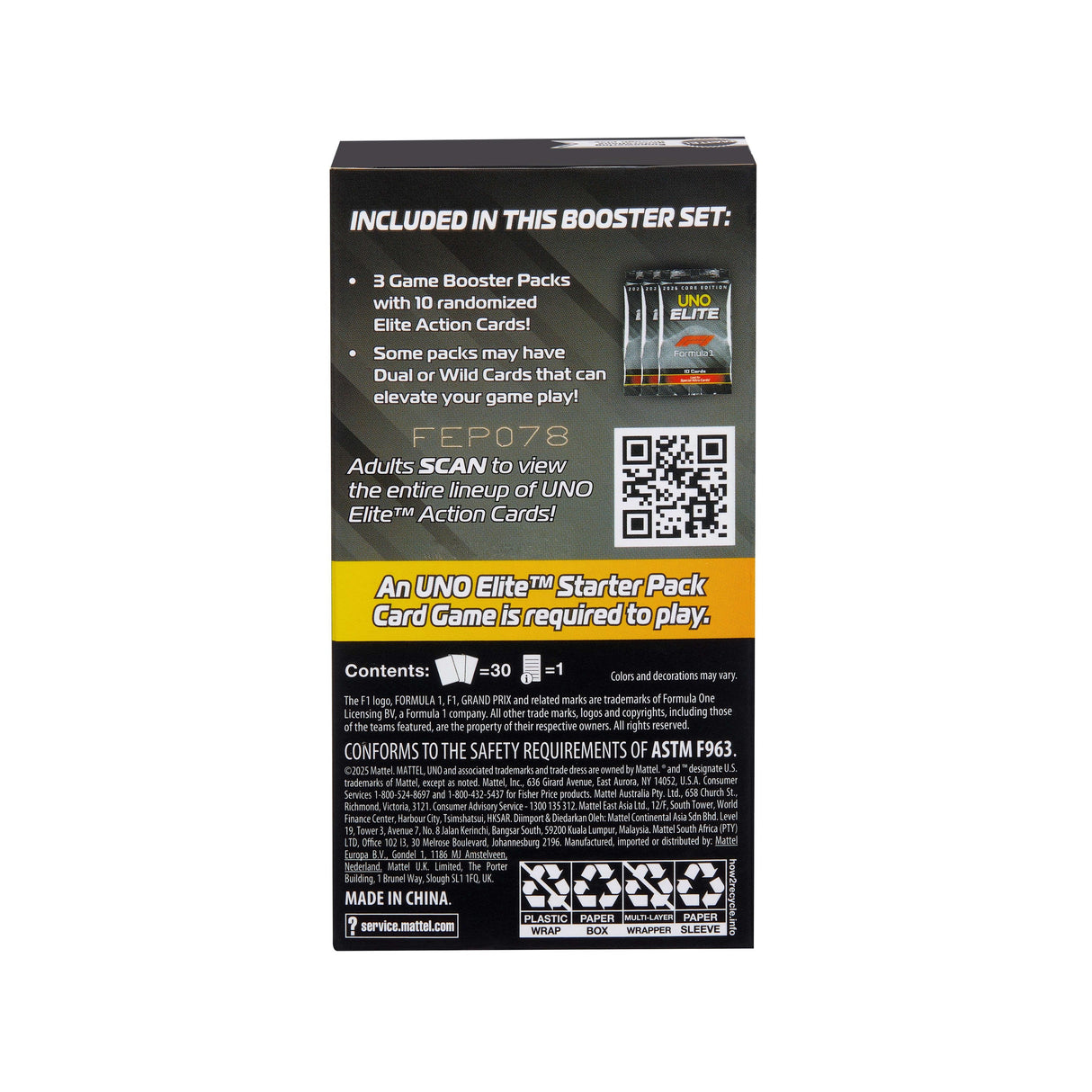 Juego Cartas Uno Elite F1 Booster Pack