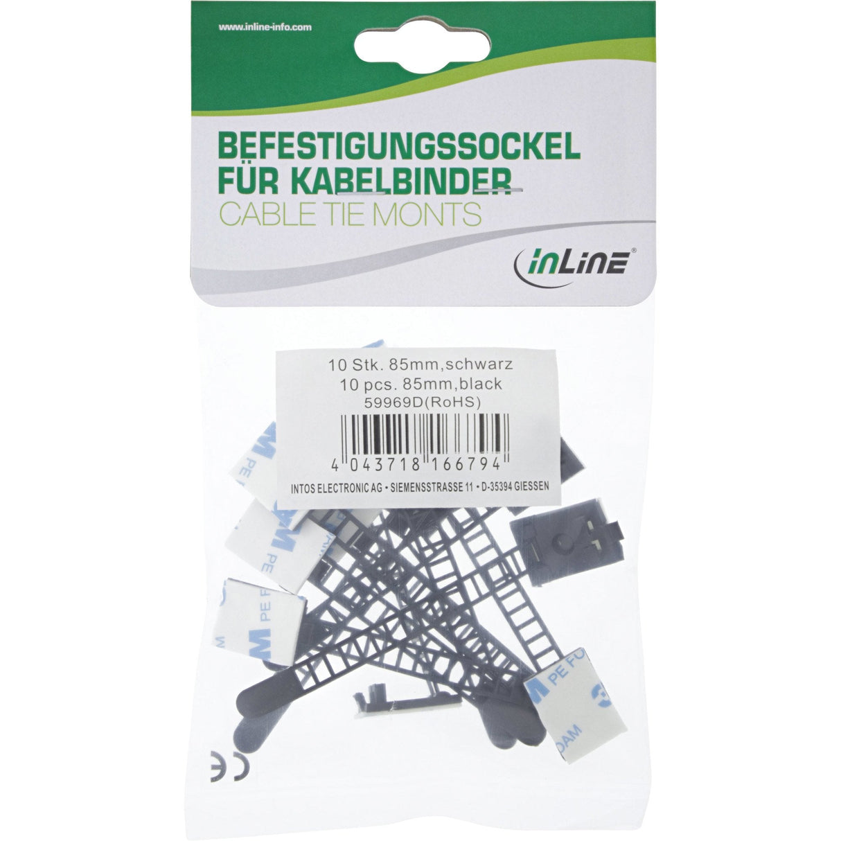 Abrazadera De Cable Ajustable Inline 64mm Negro 10uds