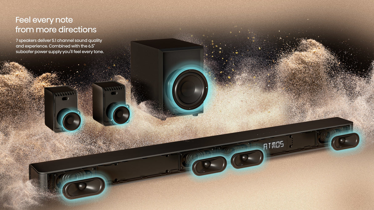 Altavoces Hisense Ax5100g Barra Sonido 5.1 340w Bt Hdmi Traseros Inal