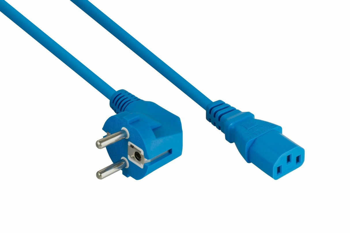 Cablemeimer Schutzkontakt-M. 90° Gew. An C13 Azul 3m