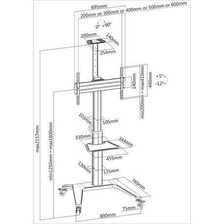 EAN 8059018362176 - Techly ICA-TR48W mueble y soporte para dispositivo multimedia Blanco Panel plano Carro multimedia imagen 3