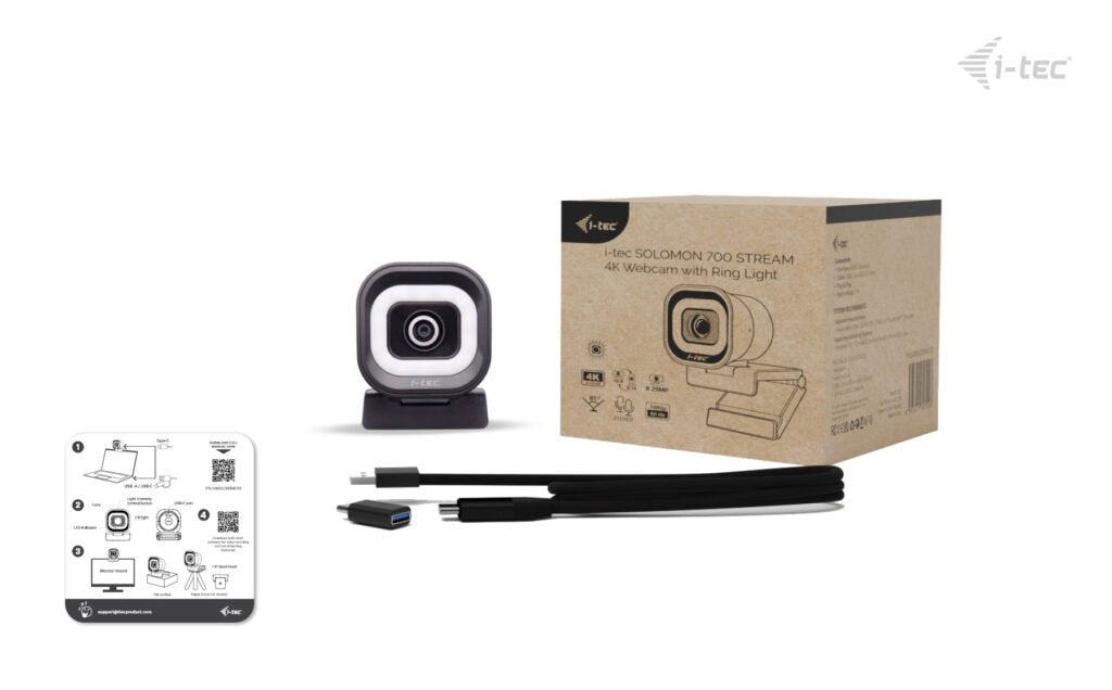 Webcam I-Tec Solomon 700 Stream 4k With Ring Light
