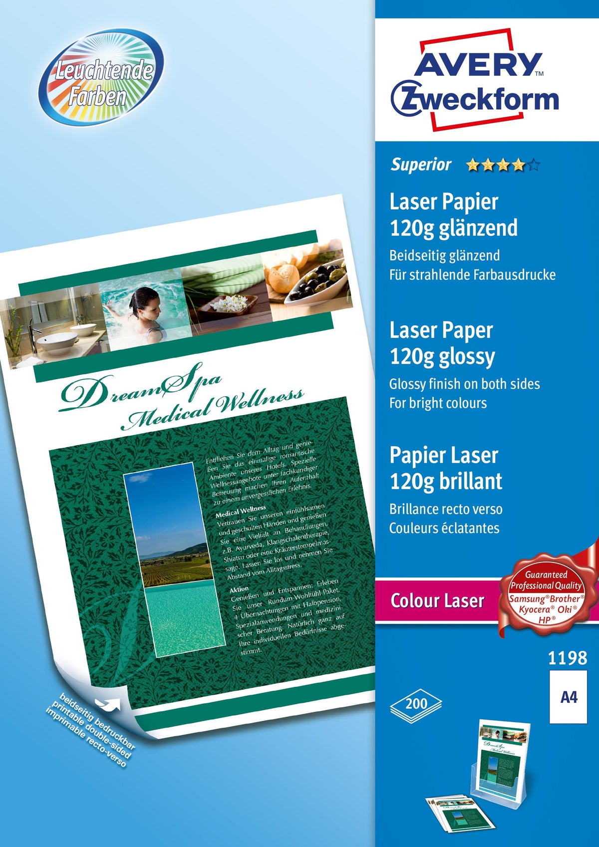 Avery Zweckform Papel Fotográfico 1198 Din A4 Brillante 120 G Qm 200 Hojas