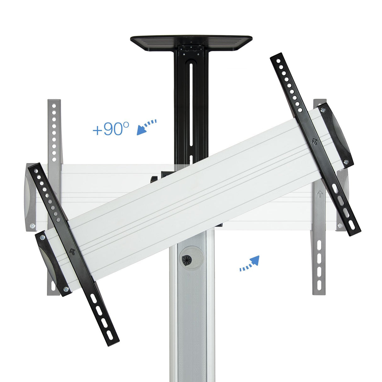 Tooq Soporte De Pantalla De Suelo Con Ruedas 37"-70" - Bloqueo De Ruedas - Dos Estantes - Gestion De Cables - Peso Max