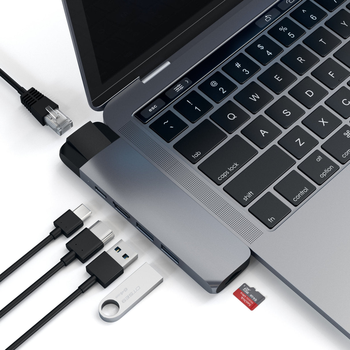 Satechi St-Tcphem Base Para Portátil Y Replicador De Puertos Thunderbolt 3 Gris