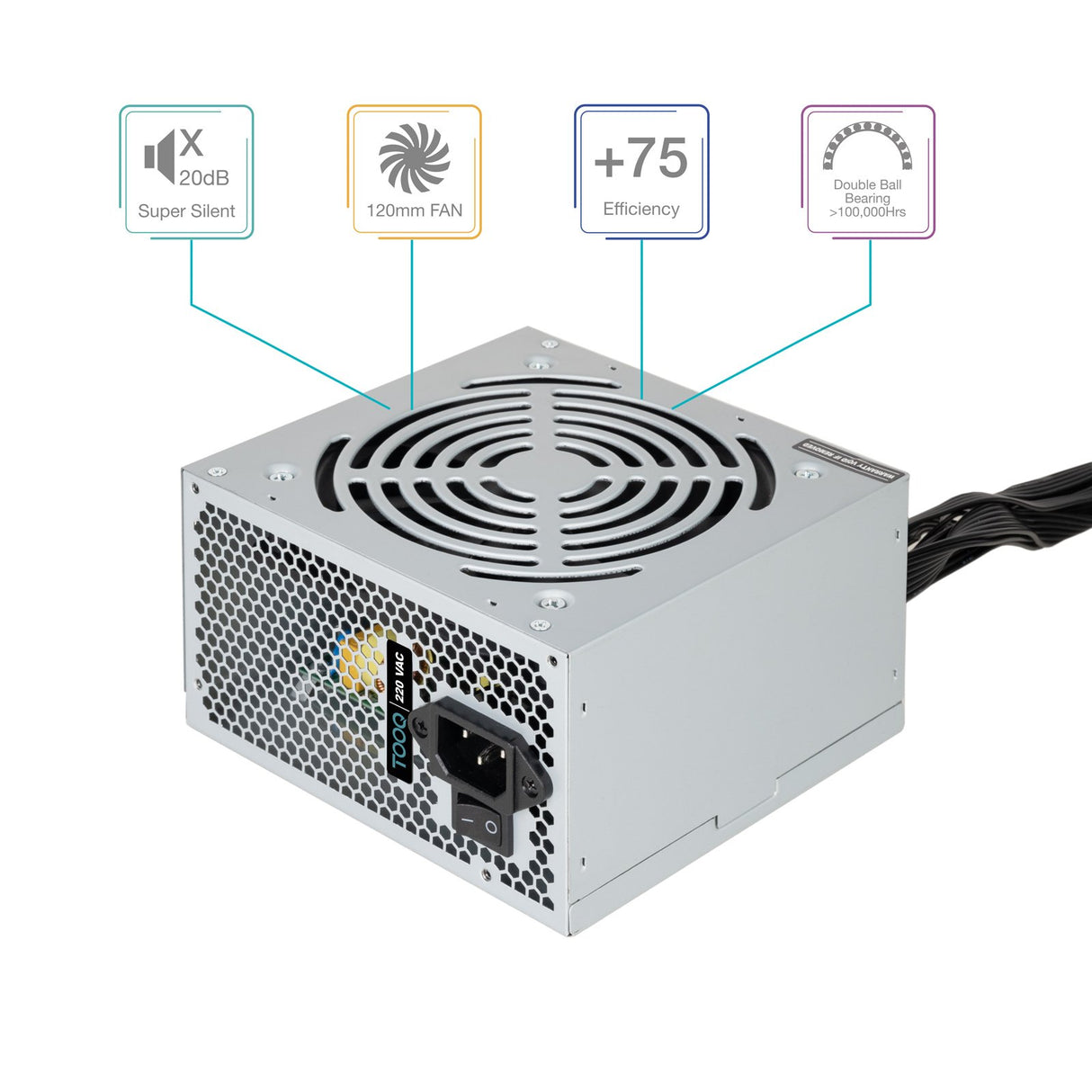 EAN 8433281010260 - TooQ TQAPOLO-500SP unidad de fuente de alimentación 500 W 20+4 pin ATX ATX Plata imagen 2