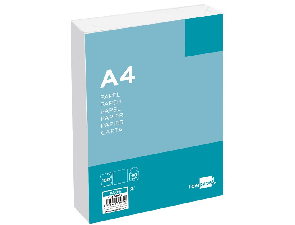 EAN 8423473539006 - Liderpapel PA06 papel para impresora de inyección de tinta A4 (210x297 mm) Alise 100 hojas Blanco imagen 2