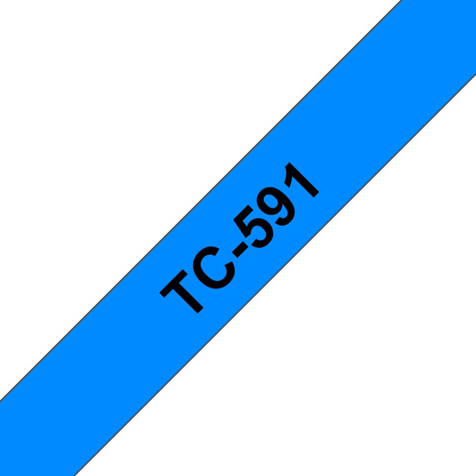 EAN 4977766050746 - Brother TC-591 cinta para impresora de etiquetas Negro sobre azul imagen 1