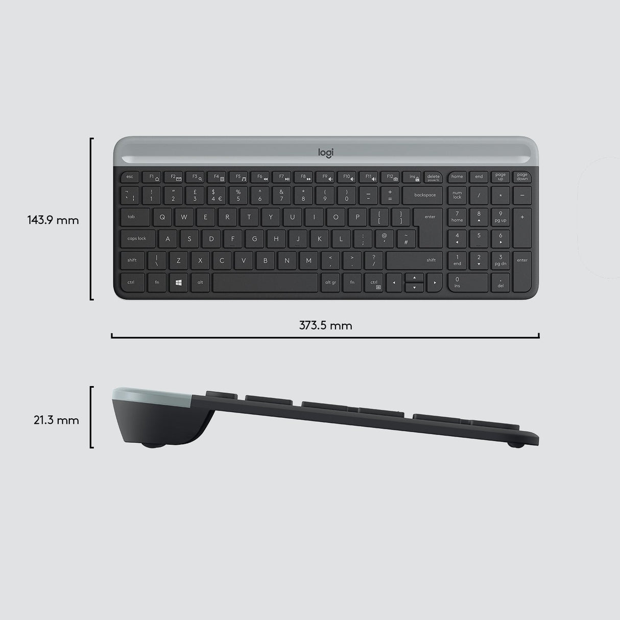 Logitech Mk470, Estándar, Rf Inalámbrico, Qwerty, Grafito, Ratón Incluido