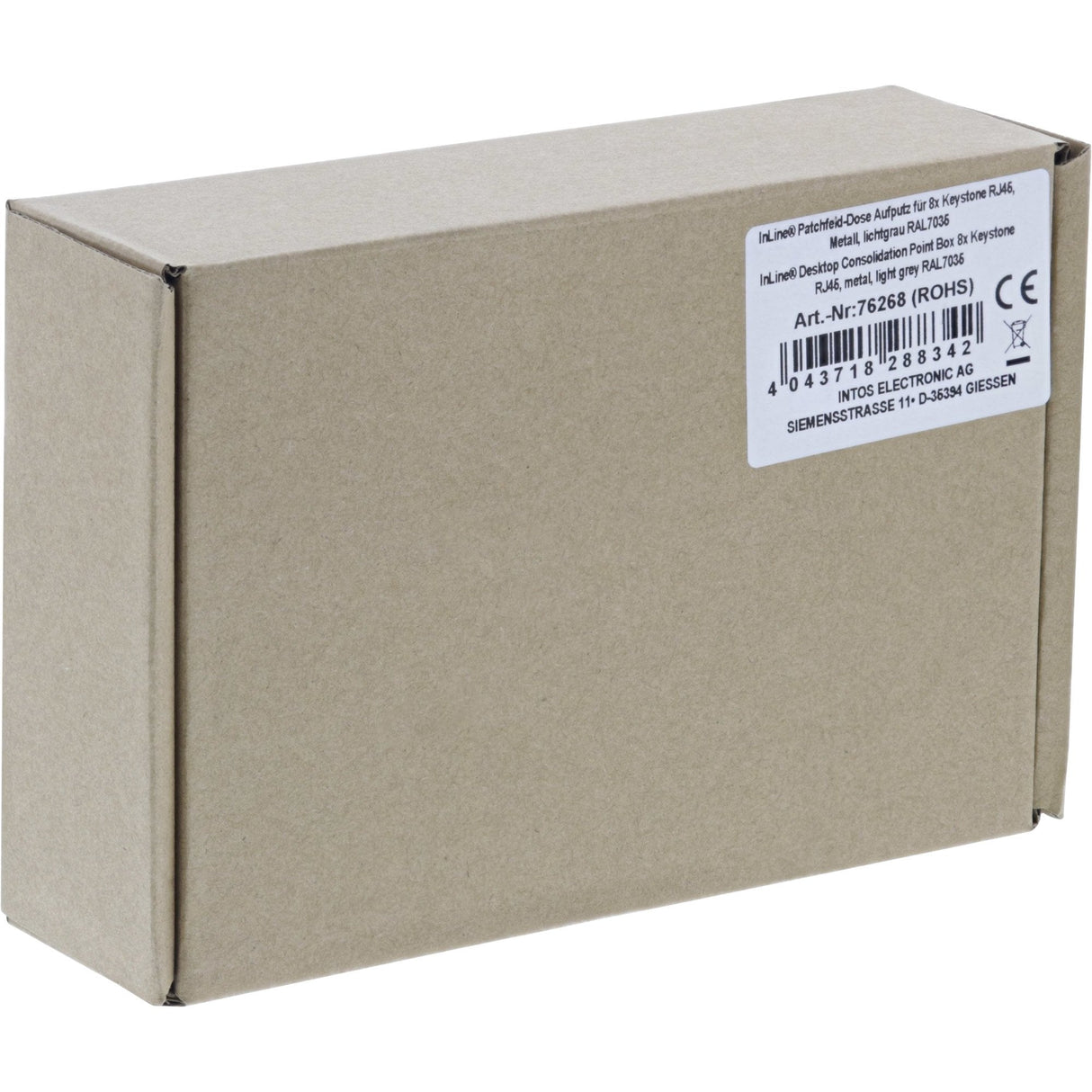 Inline Desktop Point Box 8x Keystone Rj45, Metal, Gris Claro Ral7035