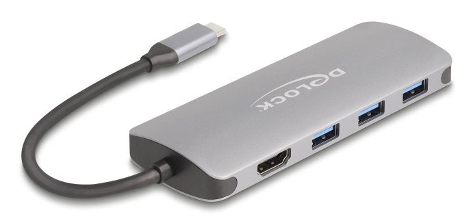 Delock 64323 Concentrador Usb 10 Gbps De 7 Puertos Y Salida Hdmi 4k Con Conexión Usb Type-C Y Pd 3.0 90 W