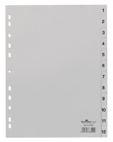 Regimro Numérico Durable A4 1-12 Pp Tapa Completa. Gris