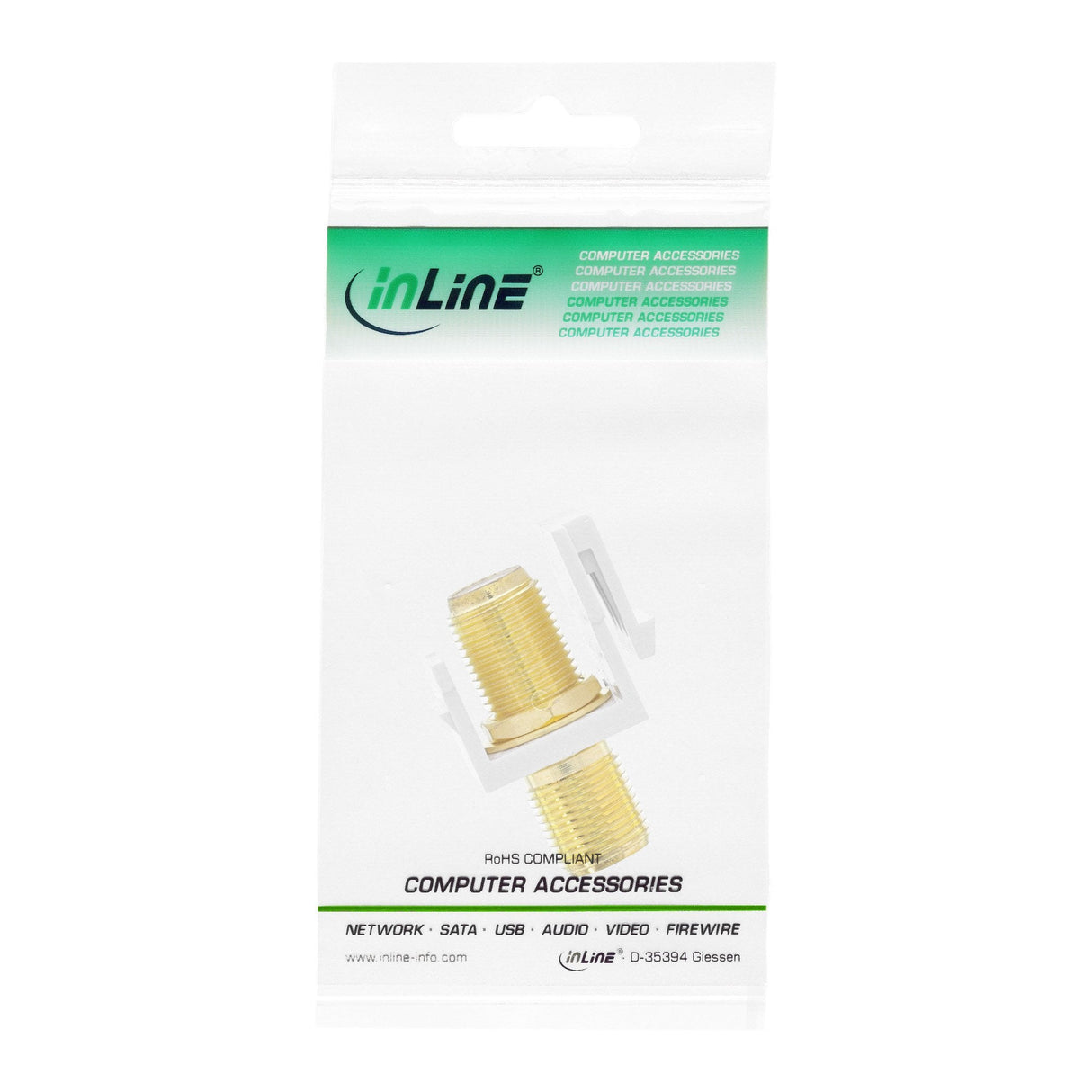 Adaptador Keystone Para Cable De Satélite, 2x Conectores F, Blanco