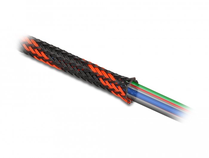 Delock Funda Trenzada Expandible 2 Mx 25 Mm Negro-Rojo