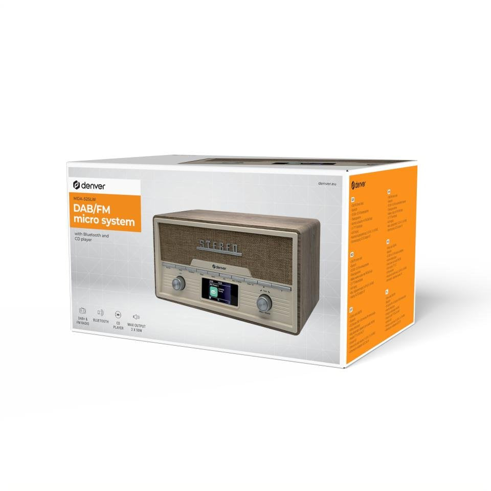 Denver Mda-525lw Retro-Anlage Dab+/Fm/Bt/Cd Holz Hell