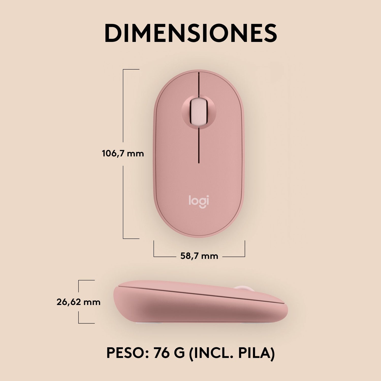 Ratón Logitech Pebble 2 M350s Wireless + Bluetooth Rosa 910-007014