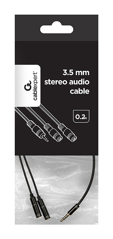 Gembird Adaptador Stereo Mini Jack (M) 4-Pin -> 2x Mini Jack (F), Metal, Black