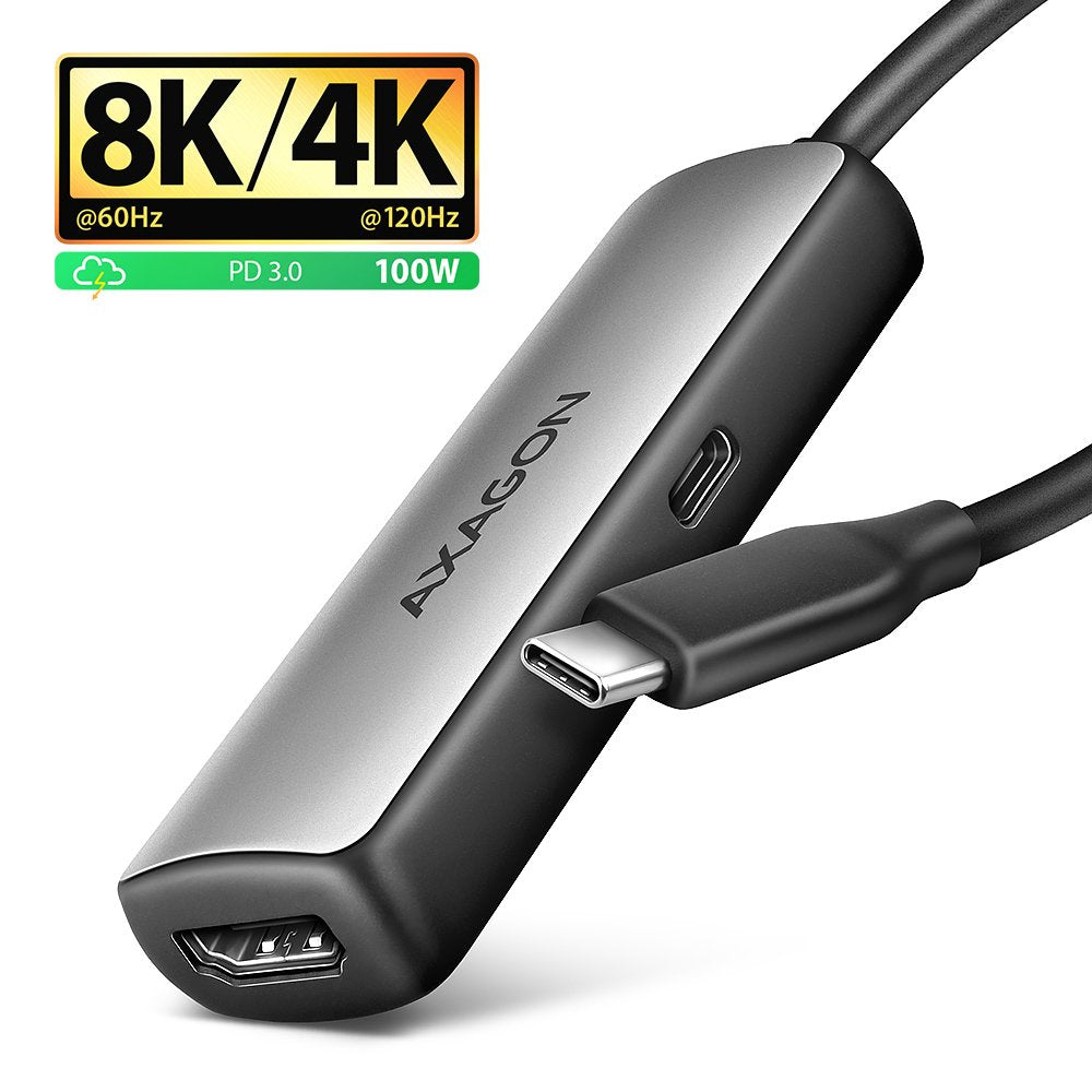 EAN 8595247908773 - Axagon RVC-HI8KPD, USB-C -> HDMI 2.1 redukce / adaptér, 8K/60Hz, 4K/144Hz, HDR10+, PD100W 0,16 m USB Tipo imagen 1
