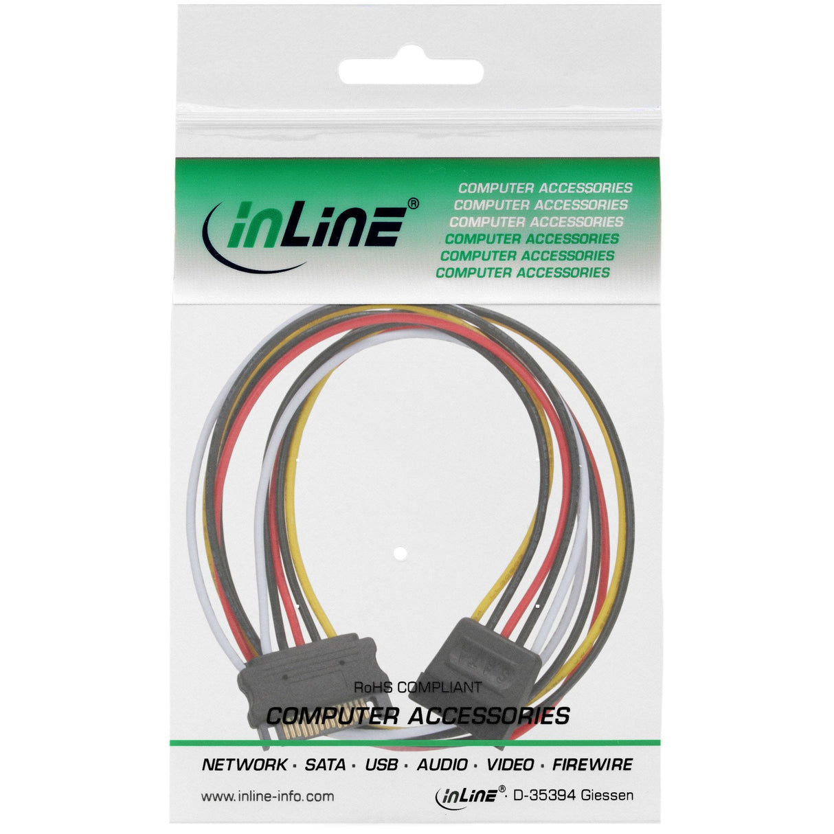 Cable De Extensión De Fuente De Alimentación Inline Sata Macho A Hembra De 0,3 M