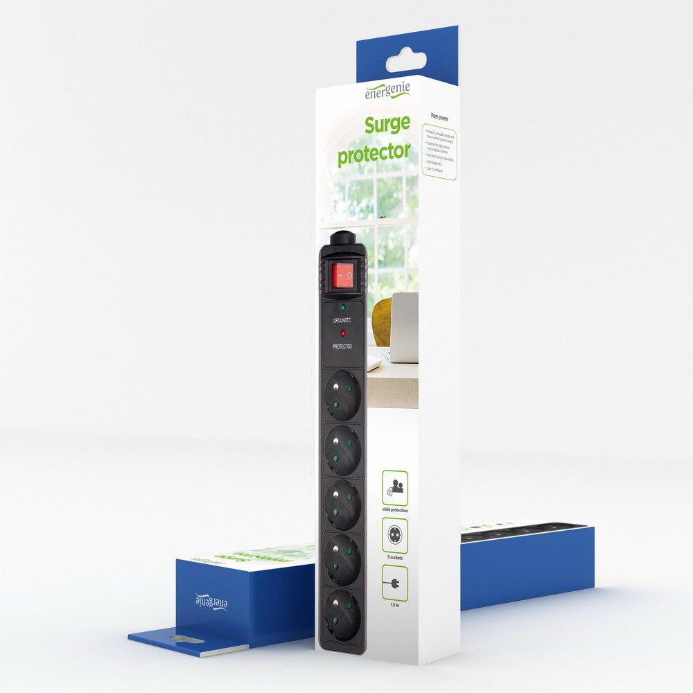 Energenie Regleta 5 Salidas Ac 250v 1.50m Negro Spf5-C-5