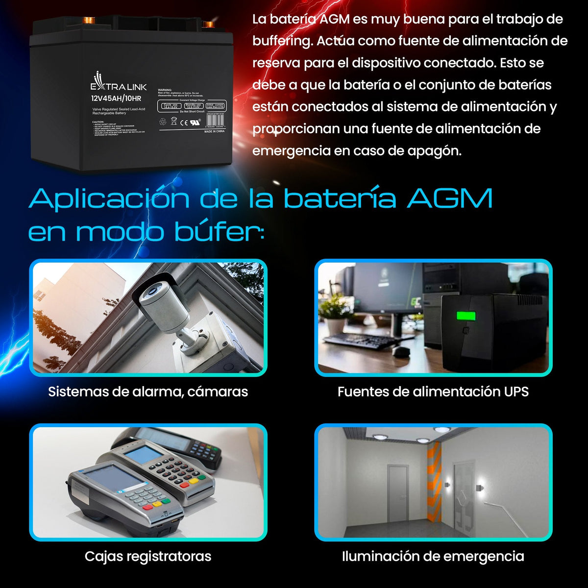 Extralink Akumulator Battery Accumulator Agm 12v 45ah Sealed Lead Acid (Vrla)
