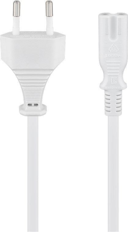 Goobay Cable Alimentacion C8 Enchufe Europeo Blanco, 3 Metros
