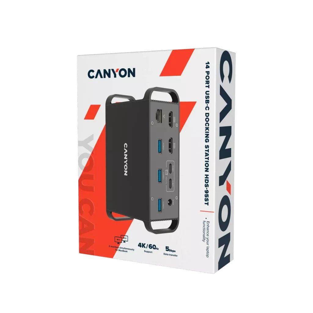 Canyon Dockingmation 14 Port Usb-C With 1x 100w Ac Adaptador Retail