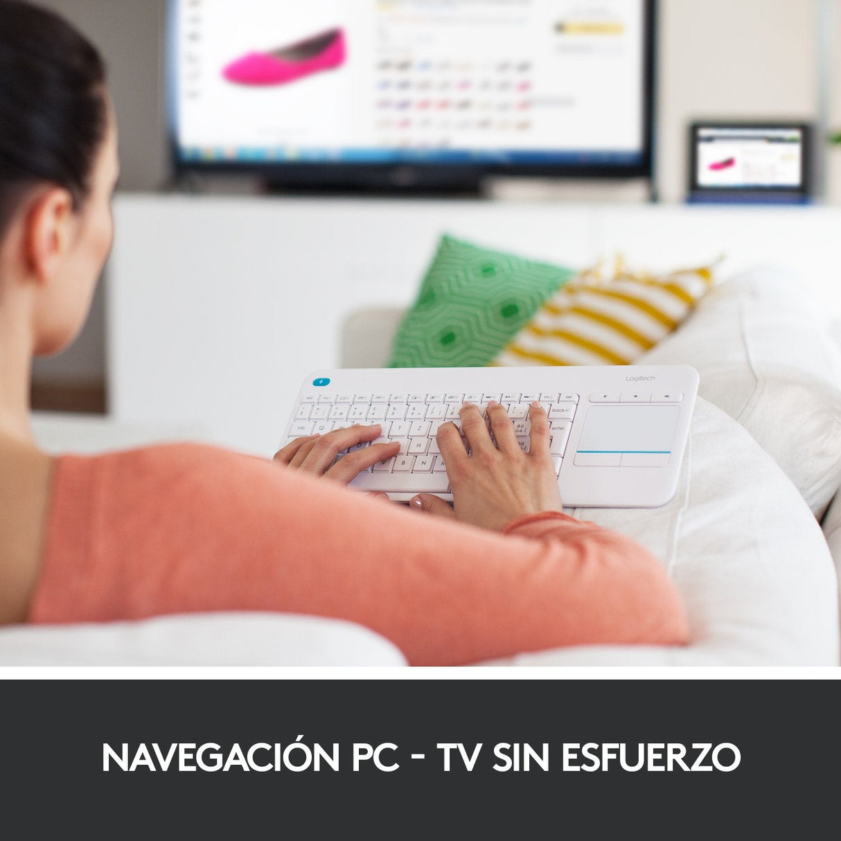 Teclado Español Logitech K400 Plus Tv Rf Inalámbrico Qwerty Blanco