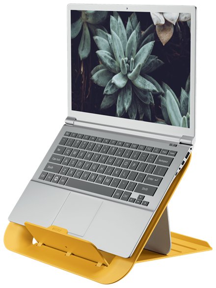 Leitz Ergo Cosy Soporte Ajustable Para Portatil - Diseño Ergonomico - Altura Ajustable - Color Amarillo Calido