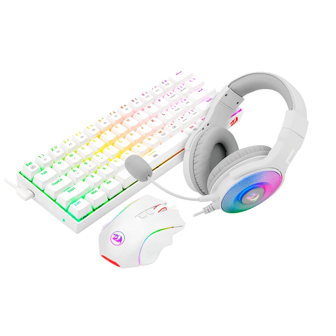 Redragon Combo Teclado+Ratón+Auricular K630rgbw+M607w+H350rgb-1-W Blanco Español