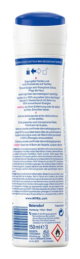 Negro & Blanco Invisible Transparente Deo-Spray 150,0 Ml