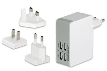 Adaptador Usb A Corriente 4xusb Blanco Ednet