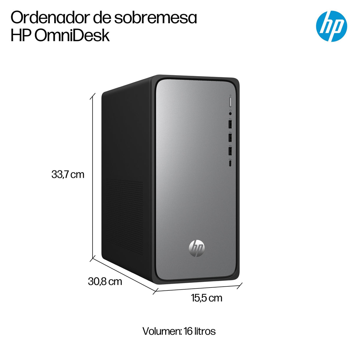 Ordenador Hp Omnidesk M02 0017ns I5 14400 16gb Ssd 1tb Freedos Plata Y Negro