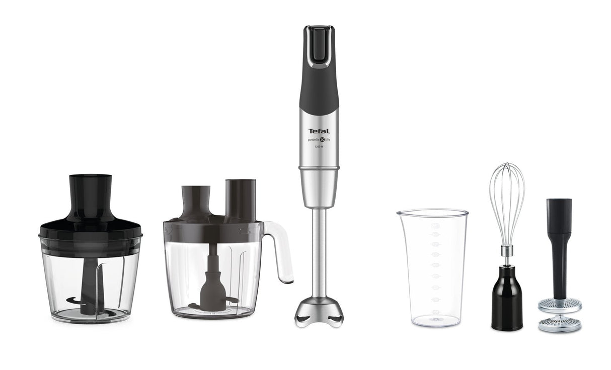 Tefal Blender Infinity Force Pro 5in1 Hb95ld38 Batidora De Mano, 1200 W, Nãºmero De Velocidades Variable, Negro/Acero Inoxidable